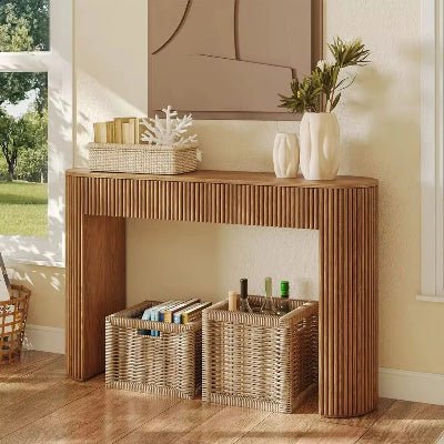Console en bois nervuré avec rangements intégrés - Bohaé Paris