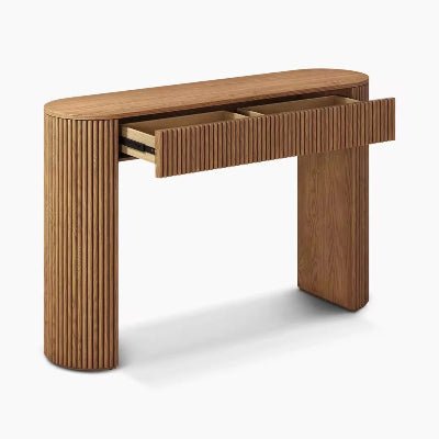 Console en bois nervuré avec rangements intégrés - Bohaé Paris