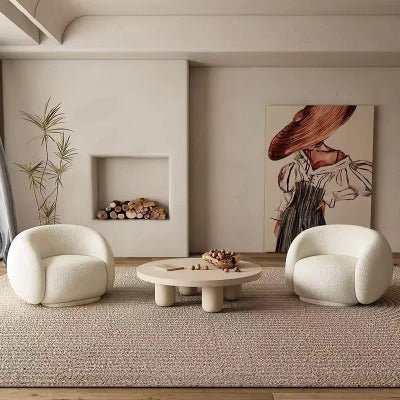 Fauteuil arrondi en tissu bouclette - Bohaé Paris