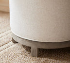 Pouf rond en tissu et base bois massif - Bohaé Paris