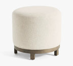 Pouf rond en tissu et base bois massif - Bohaé Paris