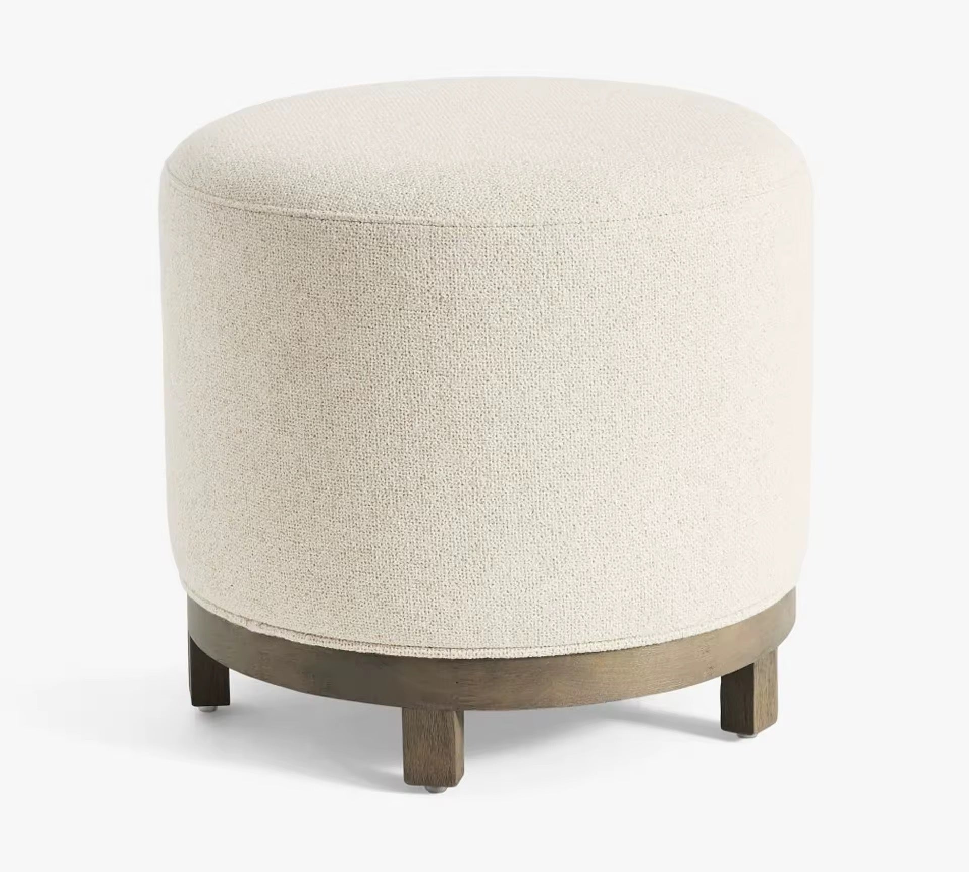 Pouf rond en tissu et base bois massif - Bohaé Paris