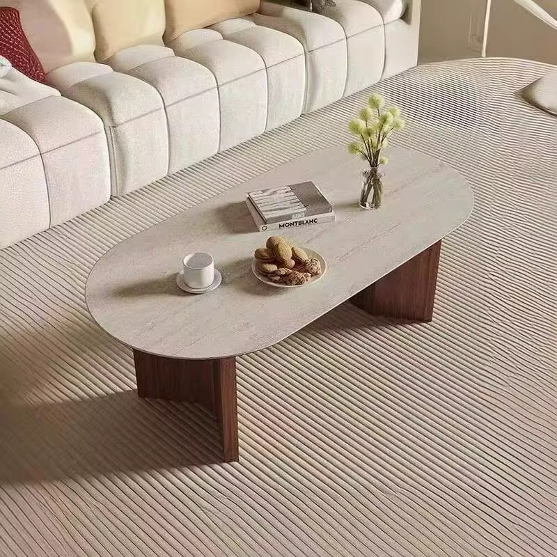 Table basse travertin et bois - Bohaé Paris